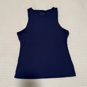 Tahari Dark Blue Modern Essentials Top - Ribbed